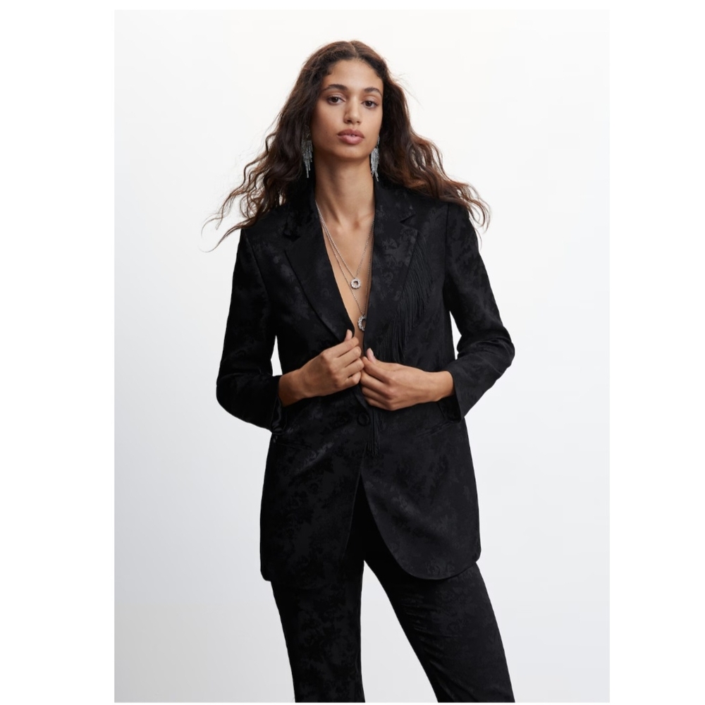 Mango Textured Black Women's Blazer